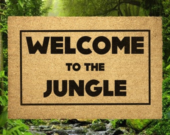 welcome to the jungle, Funny Door Mat, Funny Welcome Mat, Cute Doormat, plants doormat, plants, Personalized Doormat, Funny Doormat