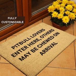 Pit bull Doormat, welcome mat, custom dog doormat, Pitbull, Pitbull Doormat, custom doormat, Doormats, Funny Doormat, Pit bulls, Doormat, dog lover, dog doormat, closing gift, Indoor Outdoor Rug, personalized doormat, housewarming gift, Dog mom