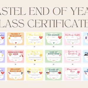 Pastel End of Year Class Certificate Awards for School Students image 1
