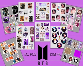 Pegatinas digitales BTS/pegatina imprimible BTS/Logotipo BTS/Pegatinas Kpop/Pegatinas del ejército/Pegatina para computadora portátil/Pegatina Kpop/archivo digital solamente/