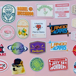 4x Random Miniature Formula One Waterproof Vinyl Sticker