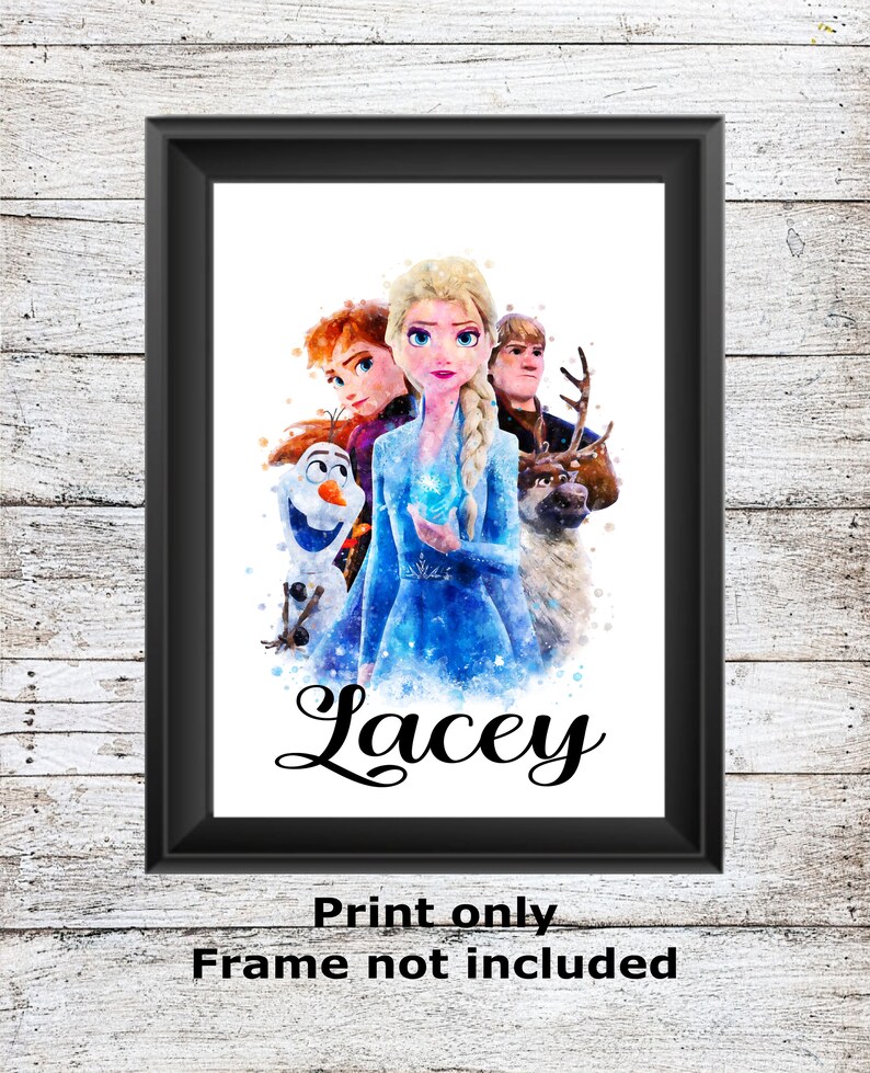 Personalised Frozen Elsa Anna Olaf Sven Kristoff Disney unframed watercolour wall art childrens bedroom poster A5 A4 A3 High Quality Prints Group