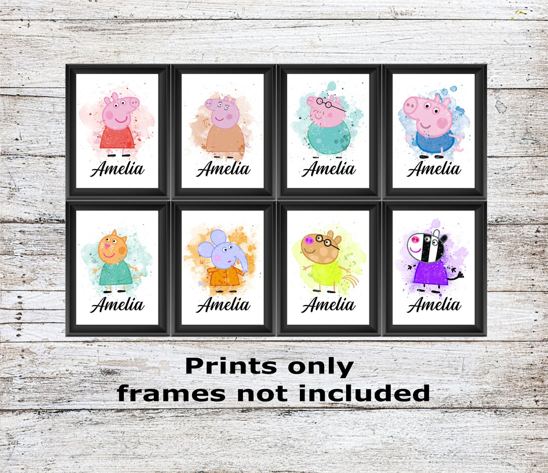 Personalised Peppa Pig Mummy Daddy George Zoe Zebra.... Unframed ...