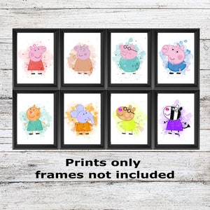 Peppa Pig Mummy Daddy George Zoe Zebra Candy Cat.... Unframed ...