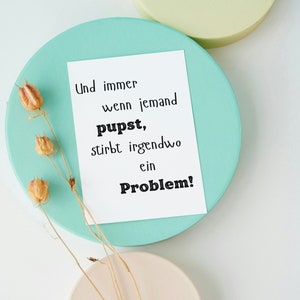 Probleme lösen Postkarte Spruch / Arbeitskollege / Badezimmer Poster / Deko Toilette / Problemlöser / Schwarz - Weiß / Bilder Gäste WC