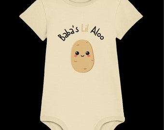 Baba's Lil Aloo Baby Bodysuit PureCotton Cute Christmas Eid Personalised Unisex Gift Bengali Desi Khala Mama Dada Dadi Nana Nani Chachu Fupi