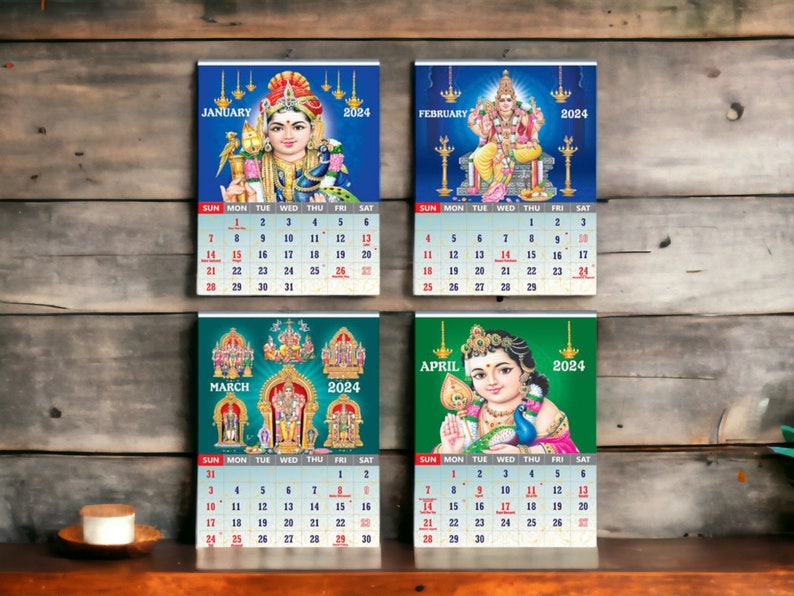 12 Sheets 2024 Monthly Hindu God Murugan Calendar 35x50 Cm Etsy