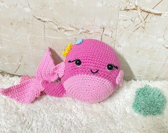 Handmade Crochet Whale Plushie | Amigurumi Stuffed Animal Toy, Kawaii Ocean Decor