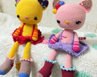 Handmade Crochet Kitty Dolls | Amigurumi Cat Plush Toy | Soft Baby Gift, Nursery Decor