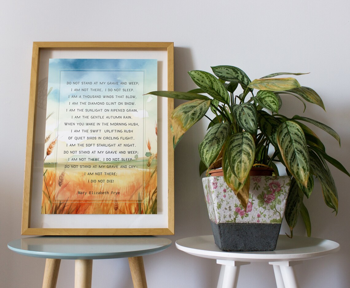 Memorial Poem - "do Not Stand by My Grave and Weep" / Digital Download ...