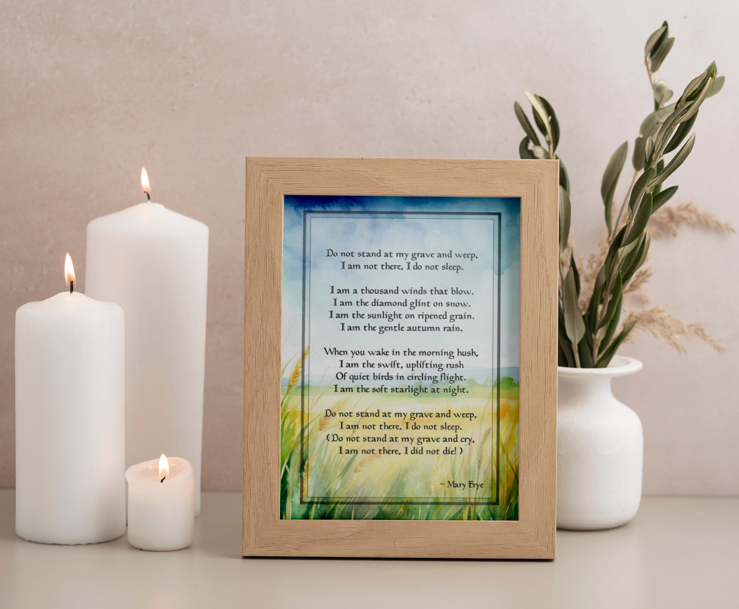 Memorial Poem do Not Stand by My Grave and Weep / Digital Download / Remembrance Gift / Home