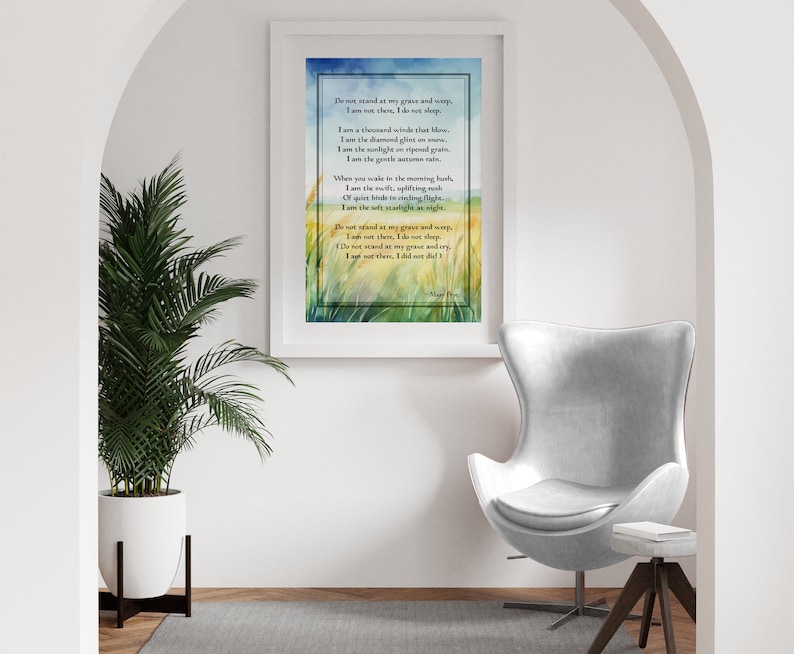 Memorial Poem - "do Not Stand by My Grave and Weep" / Digital Download ...