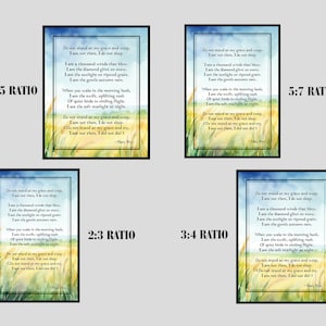 Memorial Poem - "do Not Stand by My Grave and Weep" / Digital Download ...