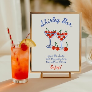 Shirley Temple Bar Sign Template, Signature Mocktail Sign, Drink Bar Menu Template, Soda Bar Sign, Trendy Hand Drawn Aesthetic, 8x10 Sign