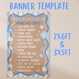 Senior Year Checklist Banner Template, Editable Canva Mockup (2x6ft & 3x5ft)