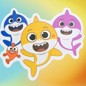 ベビーサメと家族の防水ビニールステッカー、クリアランスセール!!! カナダ国内送料無料!!!