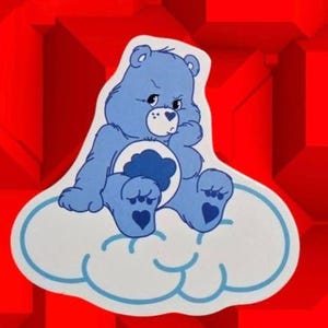 Blue Care Bear waterproof vinyl sticker, Clearance sale!!!