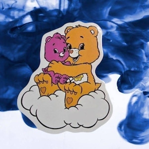 Gold and pink Care Bears waterproof vinyl sticker, Clearance sale!!!