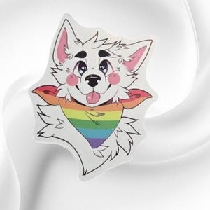 Cartoon dog, LGBTQ, pride colors waterproof vinyl sticker, clearance sale!!! FREE SHIPPING within Canada!!!