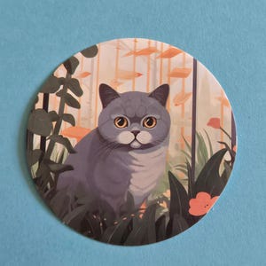 Gray and white cat waterproof vinyl sticker, Clearance sale!!!