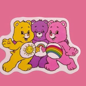 Three Care Bears waterproof vinyl sticker, Clearance sale!!!
