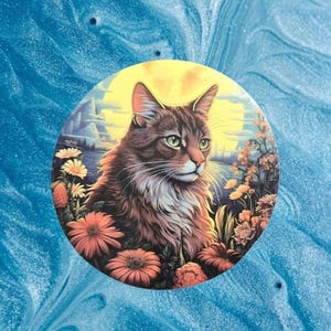 Langharige gestreepte kat waterdichte vinylsticker, uitverkoop!!!