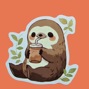 Drinking sloth waterproof vinyl sticker, clearance sale!!!