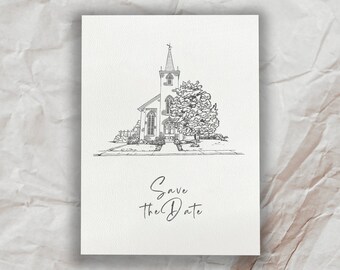 Church Wedding Venue Drawing, Custom Church Drawing, Custom Illustration, Personalised Wedding Gift, Digital artwork