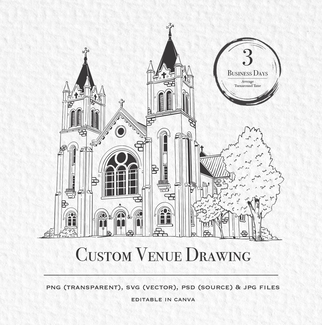 Custom Church Venue Illustration, Wedding Gift (digital Art) - Etsy