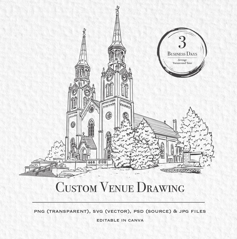 Custom Church Venue Illustration, Wedding Gift (digital Art) - Etsy