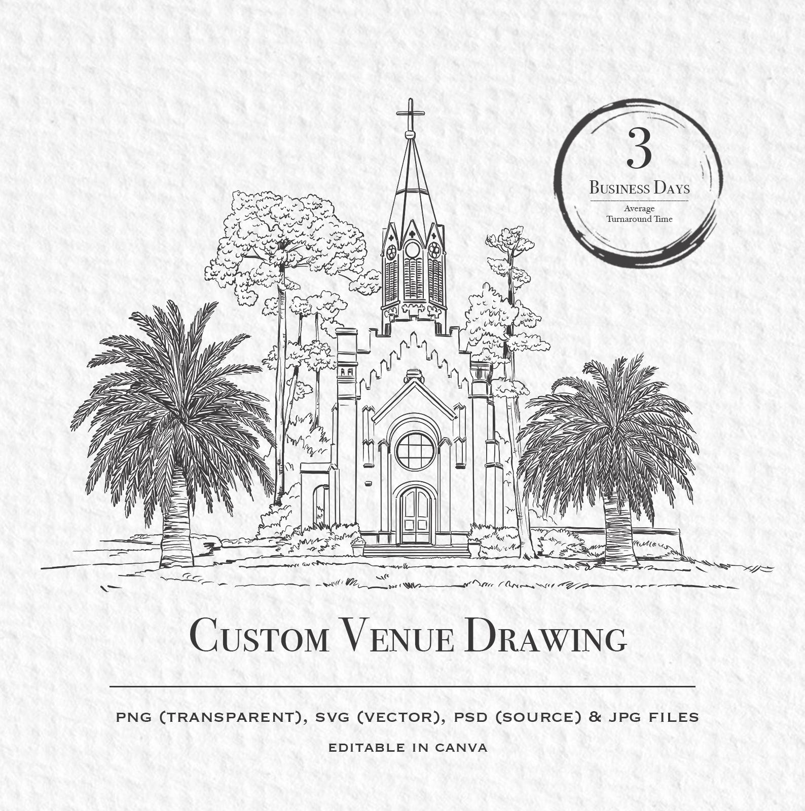 Custom Wedding Venue Illustration – Personalized Digital Drawing ...