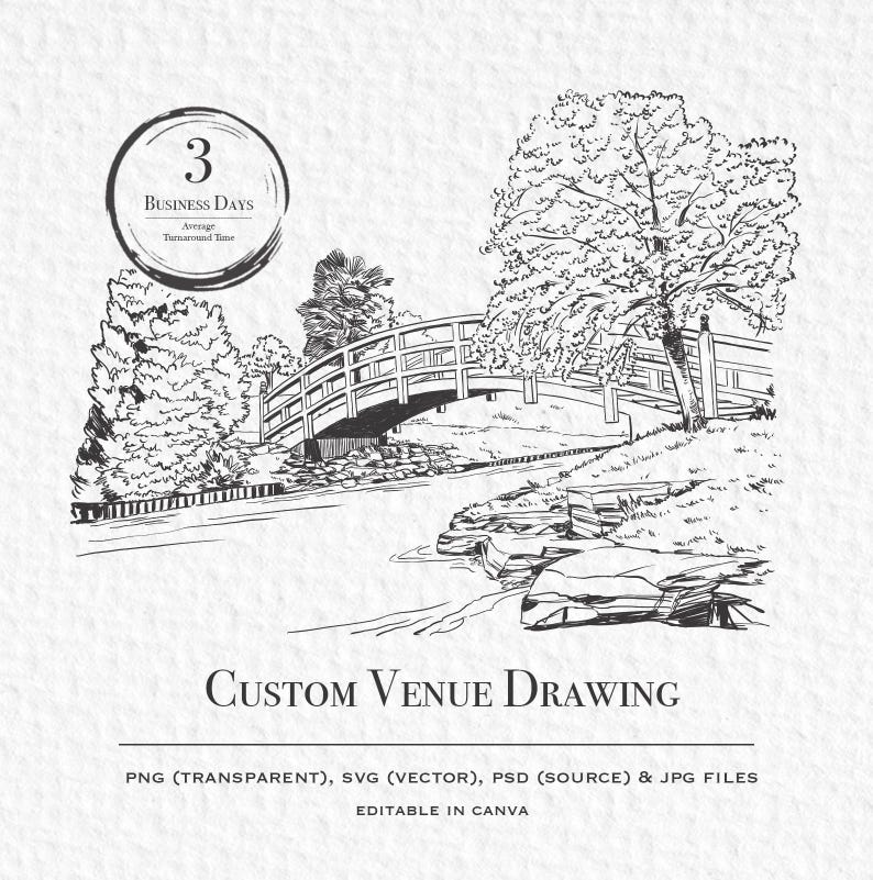 Custom Wedding Venue Illustration – Personalized Digital Drawing ...
