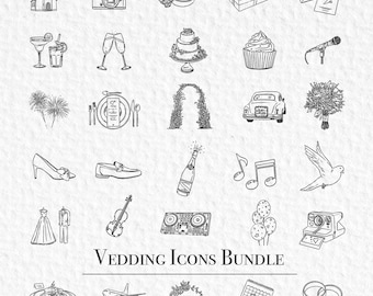 Hand Drawn Wedding Icons: Invitation Timeline Graphics (Digital Download)