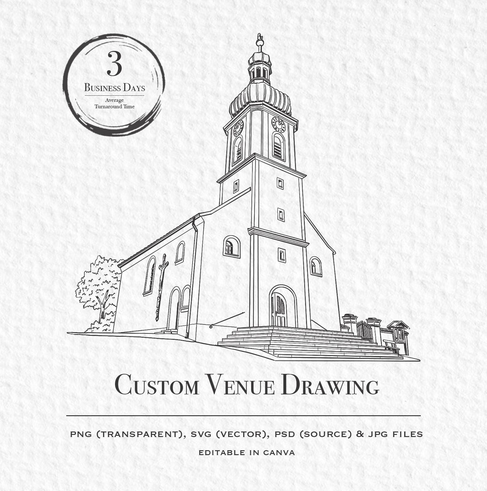 Custom Church Venue Illustration, Wedding Gift (digital Art) - Etsy