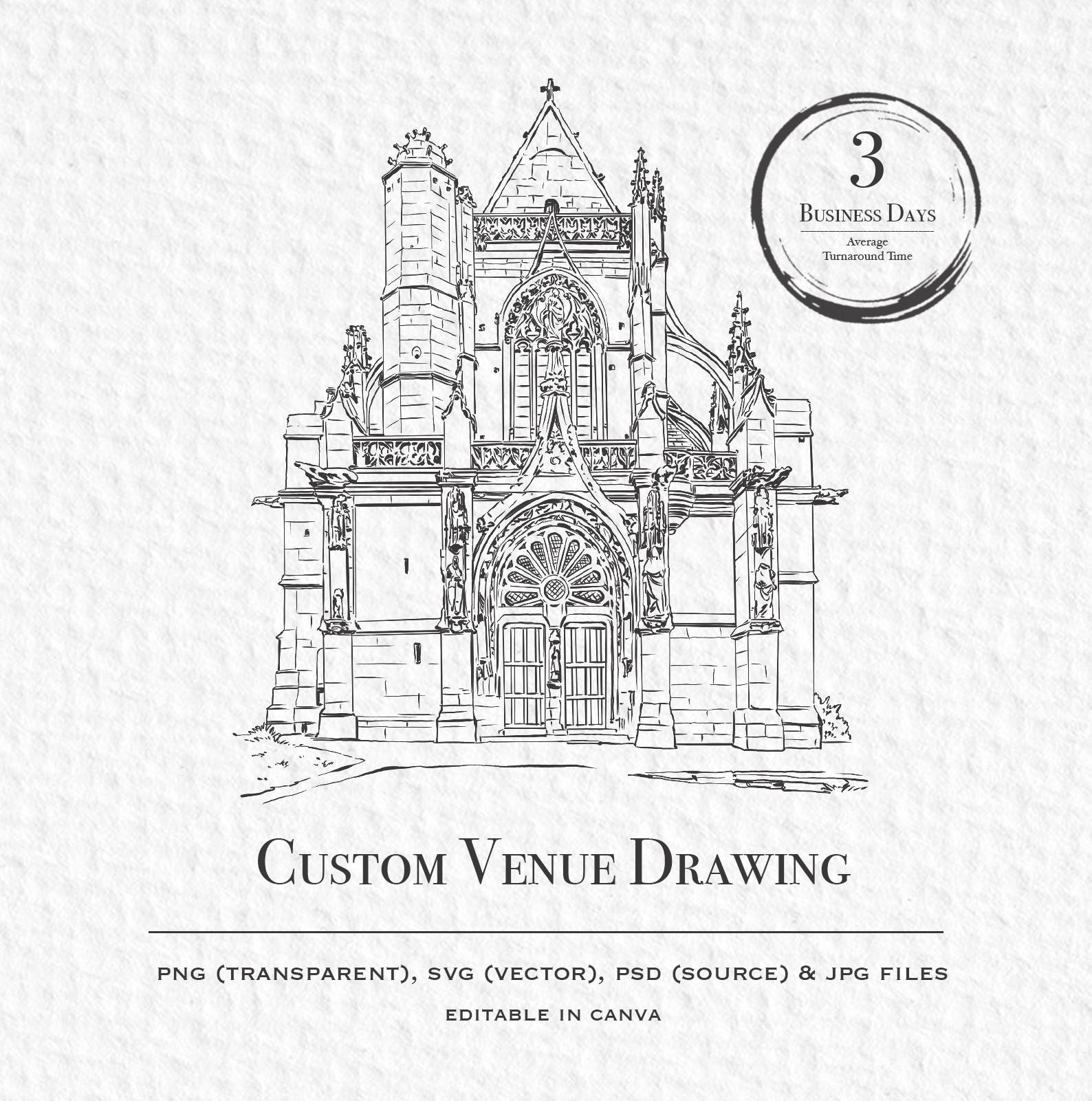 Custom Church Venue Illustration, Wedding Gift (digital Art) - Etsy