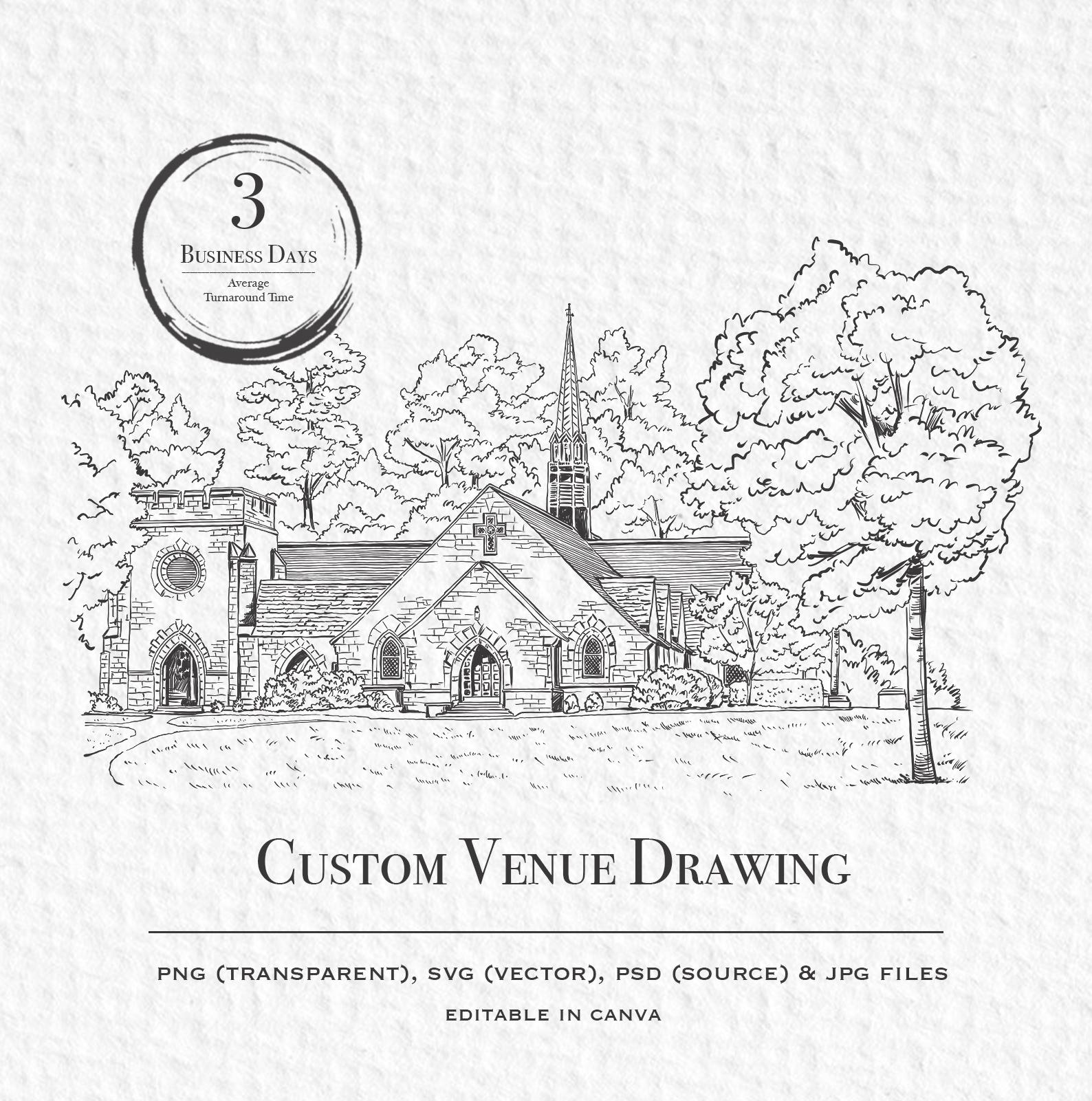 Custom Wedding Venue Illustration – Personalized Digital Drawing ...