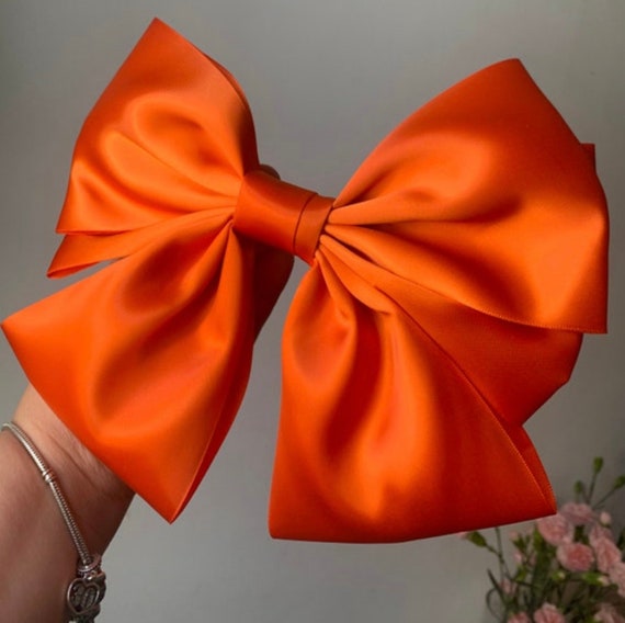 Orange Large Satin Bow Clip Oversized Bow Hair Bow Barrette - Etsy