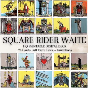 Baralho de Tarô Square Rider Waite | Coleção de Tarô Digital de 78 Cartas em Formato Quadrado | PNGs de Alta Resolução + Guia, Formato Quadrado Único