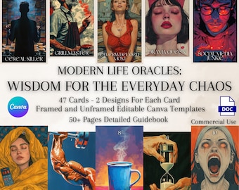 Printable Oracle Deck: Modern Life Wisdom, 47 Cards (Digital Download)