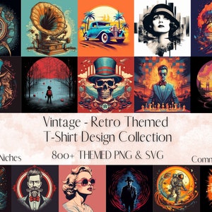 800+ Vintage T-Shirt Designs: Retro PNG & SVG Bundle (Digital Download)