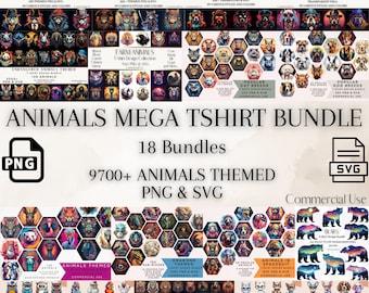9700+ Animal T-Shirt Designs: PNG & SVG Mega Bundle