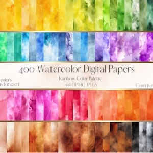 400 carte digitali con texture acquerello, pacchetto di carta digitale per acquerello per uso commerciale, download istantaneo, pacchetto di carta per pianificatore di carta per acquerello