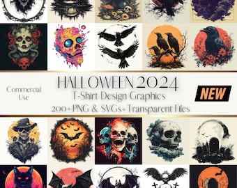 ハロウィンTシャツデザイン：200種類以上の不気味なPNG＆SVGグラフィック