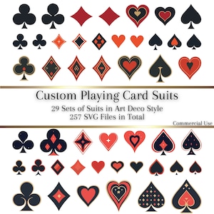 Spielkarten-Generator, 29 Farbsätze, 257 SVG-Dateien, Karo, Herzen, Kreuz, Pik, Poker Karten Emblem, Benutzerdefinierte Pokerkarten, Benutzerdefinierte Karte