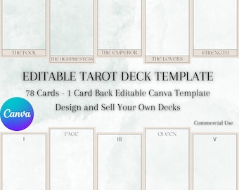 Editable 78 Card Tarot Deck Template: Canva Design (Digital Download)