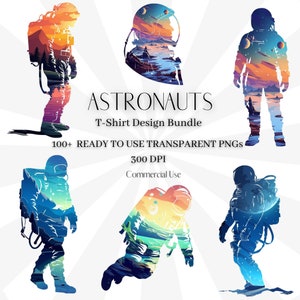 Astronaut T-Shirt Designs: 100+ Space PNG Bundle (Digital Download)