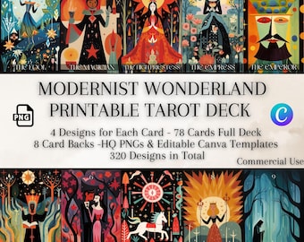 Modernist Wonderland Tarot Deck: 78 Cards, 4 Designs (Digital Download)