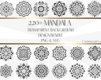 Lot Boho Mandala SVG : clipart mandala transparent (téléchargement numérique)