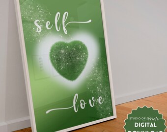 Wall Art Print Green Gradient Self-Love Positive Poster Printable Aura Art Office Décor Self-Improvement Home Décor Gift for Self #42
