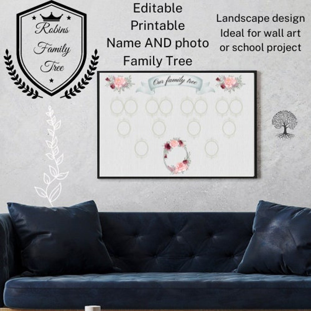 Family Tree Family Photo Family Gift Printable Family Tree - Etsy